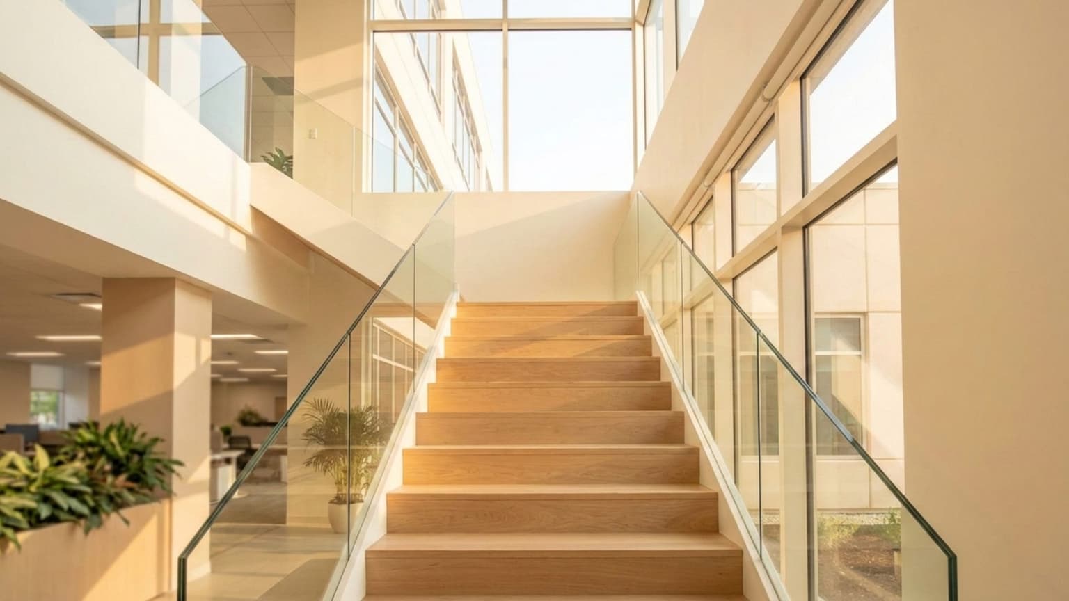 Современная лестница, ведущая вверх к свету